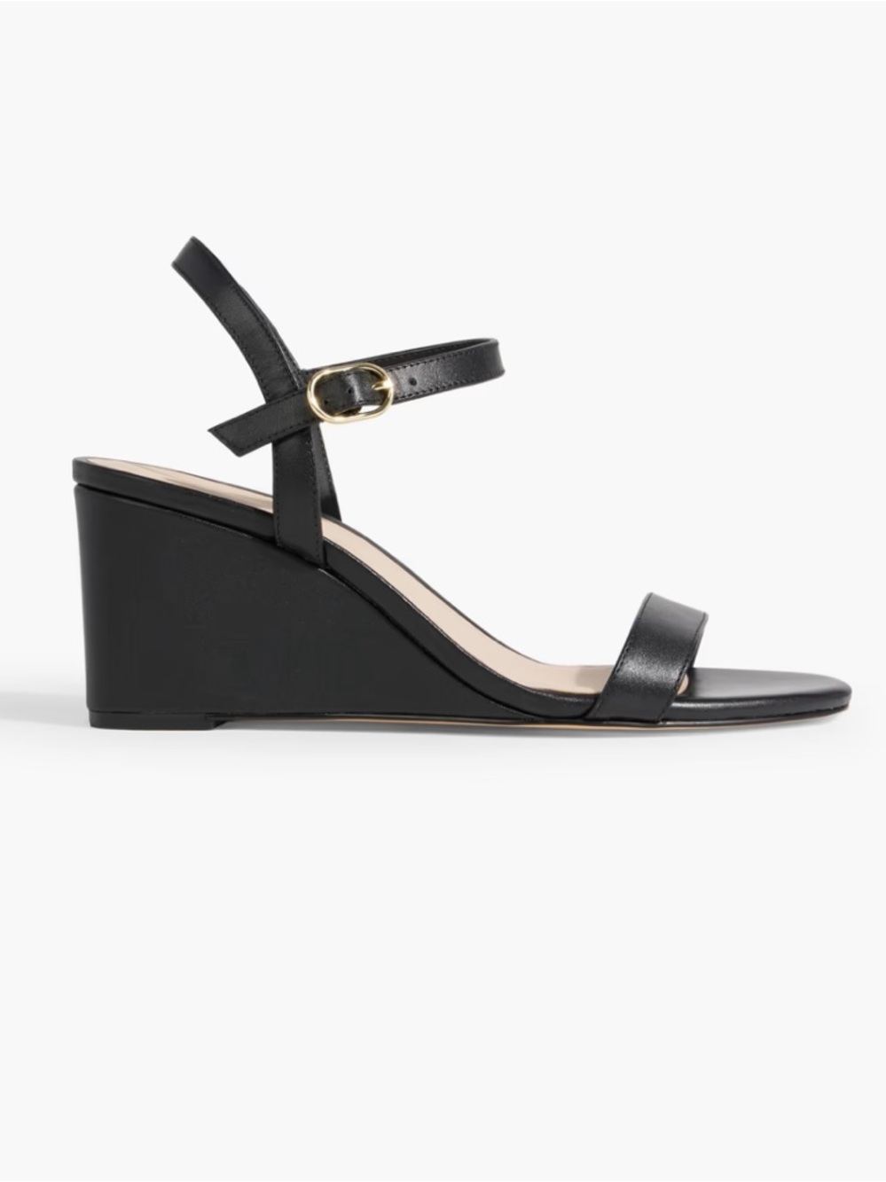 NEW Stuart Weitzman The Dancer 75 Black Strappy Leather Wedge Sandals Size 9